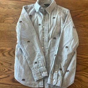 Janie and Jack bear embroidered button up shirt